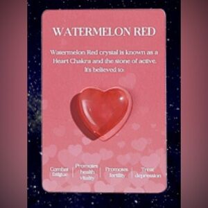 Natural‎ heart shaped healing worry gemstone Watermelon Red balance meditation
